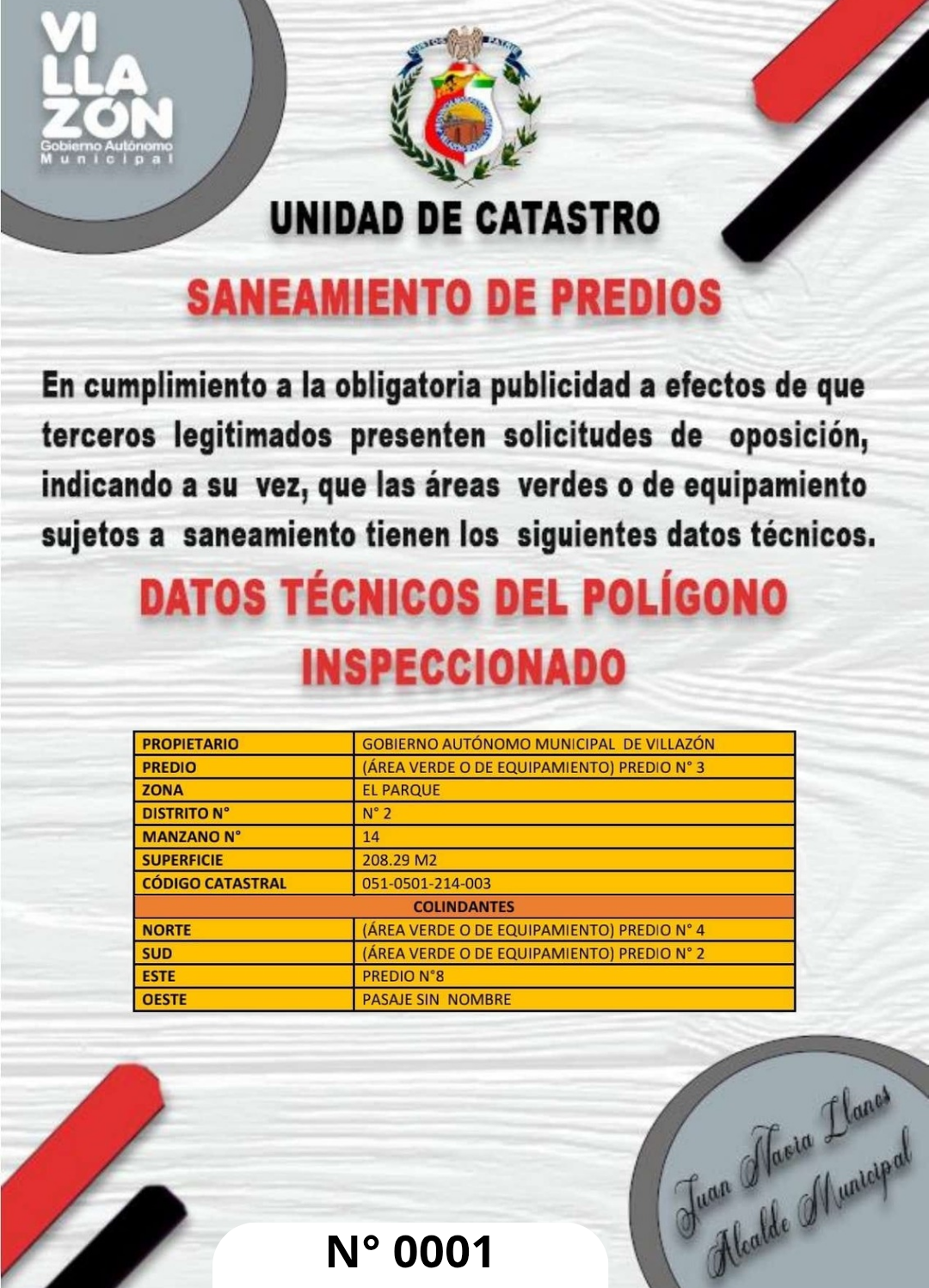 1) SANEAMIENTO DE  PREDIOS DISTRITO N° 2